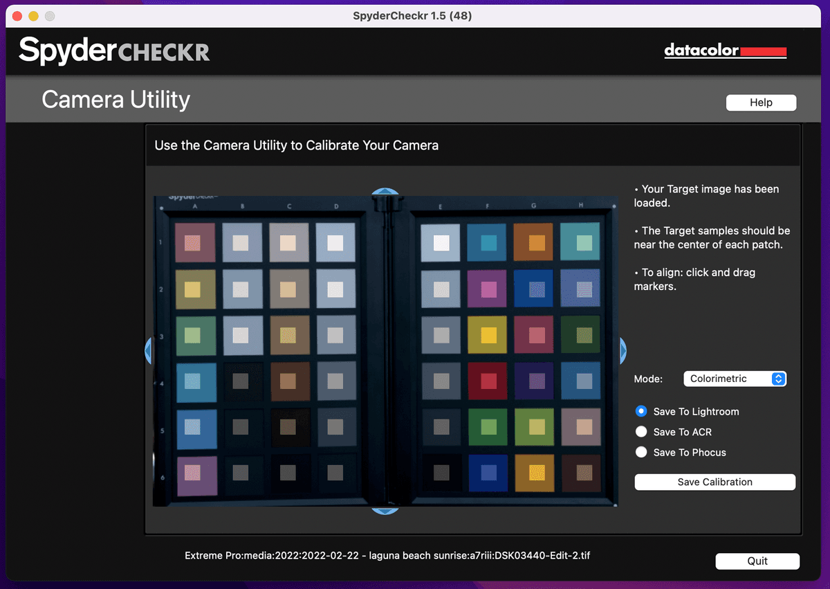 Calibrating colors in the Checkr software